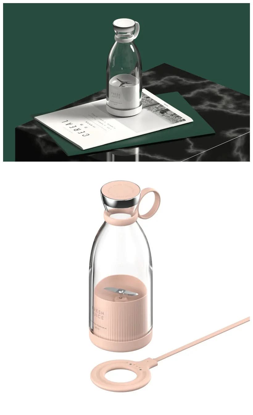 Clear bottle with pink base and cap on a white background