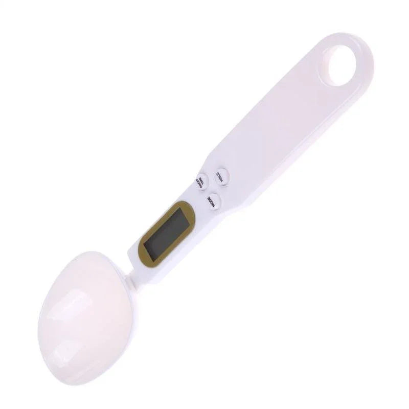 Daily freshWhite digital measuring spoon on a white background 