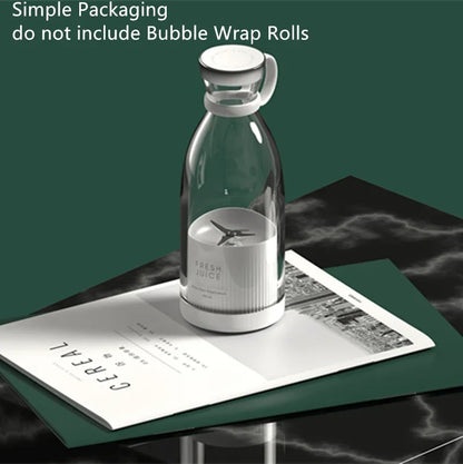 Clear glass bottle with white cap on a magazine with text overlay